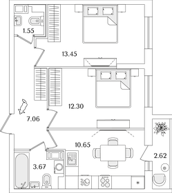 49,6 м², 2-комнатная квартира 11 429 166 ₽ - изображение 30