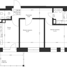 Квартира 55,3 м², 2-комнатная - изображение 2