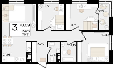 122,9 м², 4-комнатная квартира 21 500 000 ₽ - изображение 50