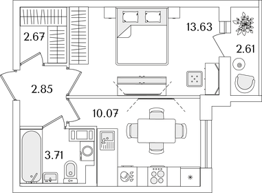 34,5 м², 1-комнатная квартира 9 054 108 ₽ - изображение 75