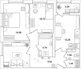 64,8 м², 4-комнатная квартира 18 000 000 ₽ - изображение 75