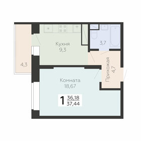 Квартира 37,4 м², 1-комнатная - изображение 1