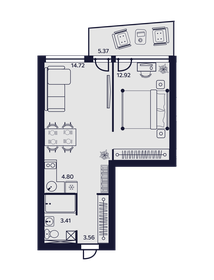 Квартира 44,8 м², 2-комнатные - изображение 1