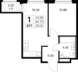 35,5 м², 1-комнатная квартира 5 219 999 ₽ - изображение 83