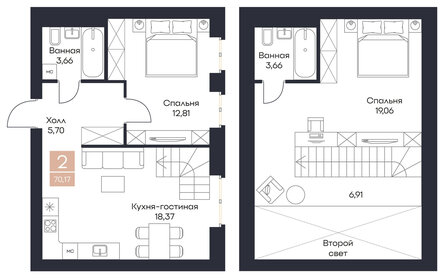 70,5 м², 2-комнатная квартира 7 751 700 ₽ - изображение 12