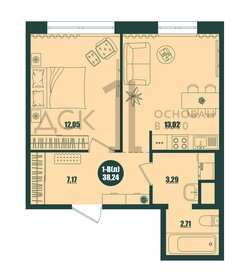 Квартира 38,2 м², 1-комнатная - изображение 1