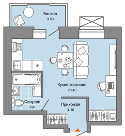 Квартира 30 м², студия - изображение 1