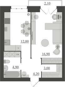 41,6 м², 1-комнатная квартира 3 993 600 ₽ - изображение 65