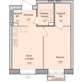 Квартира 40 м², 1-комнатная - изображение 1