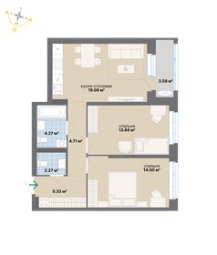 Квартира 67,1 м², 2-комнатная - изображение 1