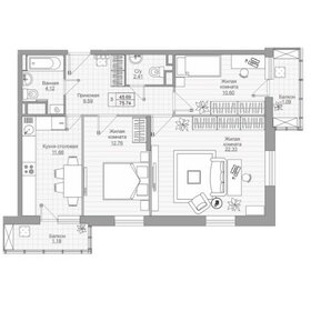 Квартира 72,7 м², 3-комнатная - изображение 1