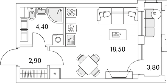 27,3 м², квартира-студия 5 892 525 ₽ - изображение 74