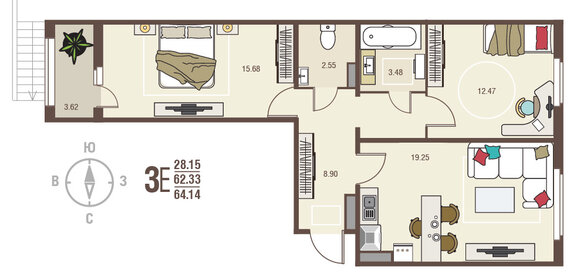 65,2 м², 2-комнатная квартира 6 587 220 ₽ - изображение 13