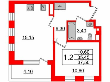 Квартира 35,5 м², 1-комнатная - изображение 1