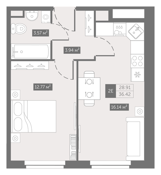 36,4 м², 1-комнатные апартаменты 5 931 507 ₽ - изображение 1