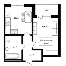 Квартира 34,7 м², 1-комнатная - изображение 1