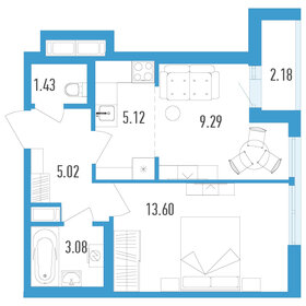 Квартира 38,6 м², 2-комнатная - изображение 1