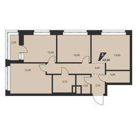 Квартира 65,8 м², 3-комнатная - изображение 2