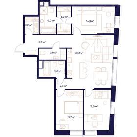 Квартира 103,7 м², 3-комнатная - изображение 1