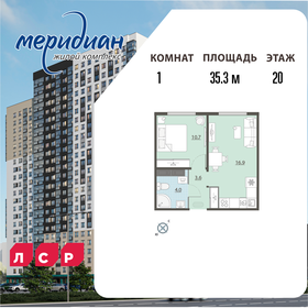 Квартира 35,3 м², 1-комнатная - изображение 1