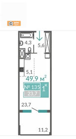 Квартира 49,9 м², 1-комнатные - изображение 5