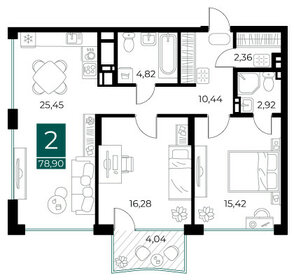 Квартира 78,9 м², 2-комнатная - изображение 1