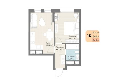 Квартира 36,9 м², 1-комнатная - изображение 1