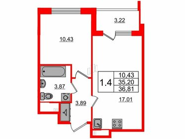 33,7 м², 1-комнатная квартира 6 350 188 ₽ - изображение 29