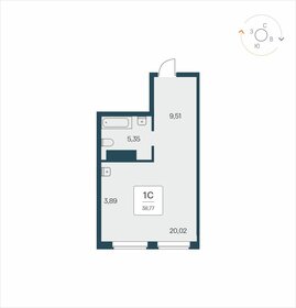 Квартира 38,8 м², студия - изображение 1