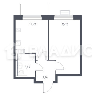 34,6 м², 1-комнатная квартира 7 100 000 ₽ - изображение 1
