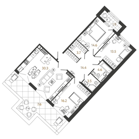 Квартира 100,8 м², 3-комнатная - изображение 1