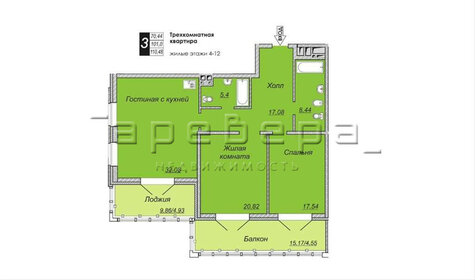 121,6 м², 3-комнатная квартира 18 612 750 ₽ - изображение 110