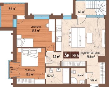 Квартира 126,5 м², 3-комнатная - изображение 1