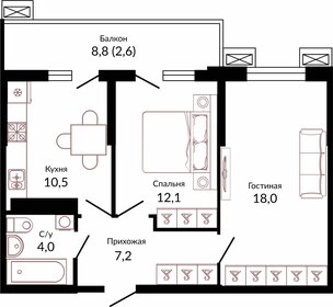 Квартира 54,4 м², 2-комнатная - изображение 1