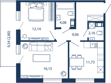 50,9 м², 2-комнатные апартаменты 22 151 878 ₽ - изображение 83