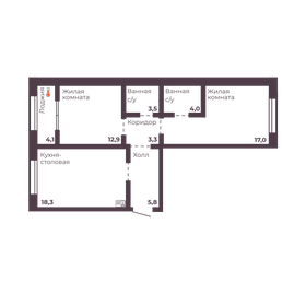 Квартира 64,8 м², 2-комнатная - изображение 1