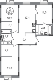 Квартира 81,3 м², 3-комнатная - изображение 1