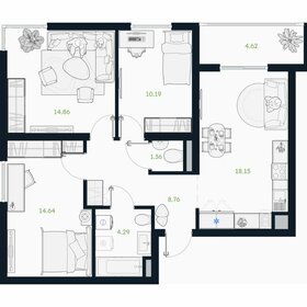 Квартира 74,6 м², 3-комнатная - изображение 1