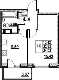 Квартира 34 м², 1-комнатная - изображение 1