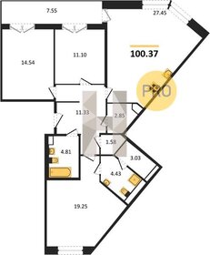 Квартира 100,4 м², 3-комнатная - изображение 1