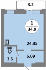 Квартира 34,9 м², студия - изображение 1