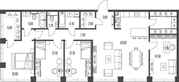Квартира 135 м², 4-комнатная - изображение 1