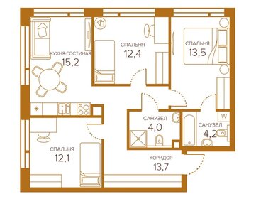 Квартира 75,1 м², 3-комнатная - изображение 1