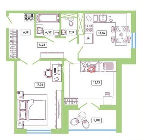 Квартира 61 м², 2-комнатная - изображение 1