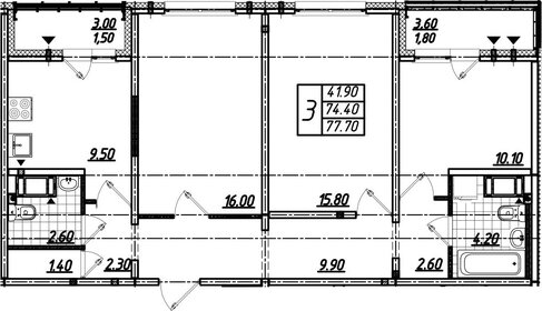 Квартира 77,7 м², 3-комнатная - изображение 5