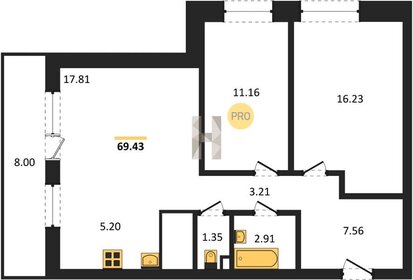 Квартира 66 м², 2-комнатная - изображение 1