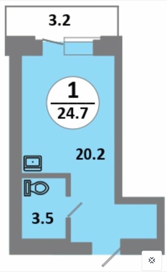 24,7 м², квартира-студия 3 500 000 ₽ - изображение 1