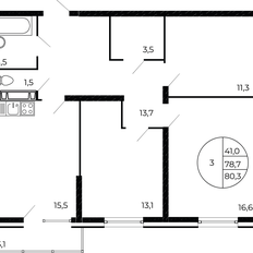 Квартира 79,7 м², 3-комнатная - изображение 2