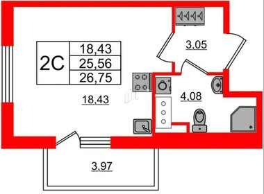 Квартира 25,6 м², студия - изображение 2