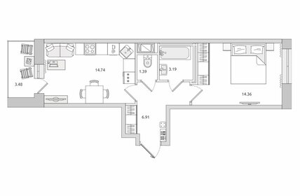 Квартира 44,1 м², 1-комнатная - изображение 1